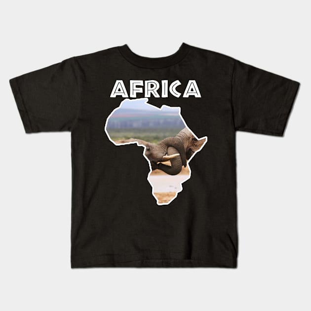 African Wildlife Continent Elephant Tussle Kids T-Shirt by PathblazerStudios